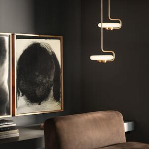 Kdln Lampă suspendată LED TRATTO de la kdln, alamă, Ø 27 cm, metal/sticlă, reglabil, Auriu / Alamă, Camera de zi / sufragerie, Sticlă, Design