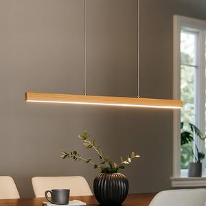 FISCHER & HONSEL Lampă suspendată LED Shine-Wood, lungime 105 cm, stejar/nichel, reglabil, Lemn, Camera de zi / sufragerie, Lemn