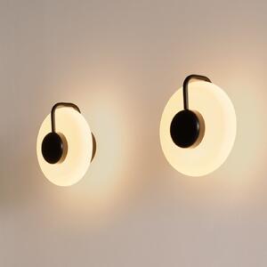 Kdln Aplică de perete cu LED TRATTO, negru, Ø 27 cm, metal/sticlă, reglabil, Negru, Camera de zi / sufragerie, Sticlă, Design
