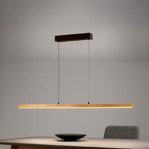 FISCHER & HONSEL Lampă suspendată LED Shine-Wood, lungime 141 cm, stejar/negru CCT, reglabil, Lemn, Camera de zi / sufragerie, Lemn