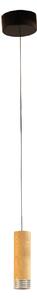 FISCHER & HONSEL Lampă suspendată LED Shine-Wood, Ø 13 cm stejar/negru lemn/acril, reglabil, Lemn, Camera de zi / sufragerie, Lemn