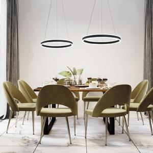 FISCHER & HONSEL Lampă suspendată LED Sirko, Ø 60 cm, negru nisip, metal, CCT, reglabil, Negru, Camera de zi / sufragerie, Metal, Modern