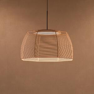 Lampă suspendată LED Bover Tanit, Ø 61 cm, negru/bej, țesătură