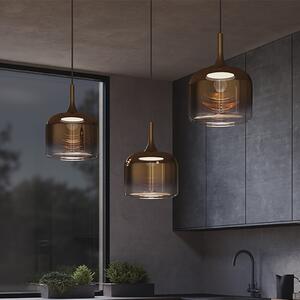 Maytoni Lampă suspendată LED Spirito, auriu, sticlă/metal, Ø 26 cm, Auriu / Alamă, Camera de zi / sufragerie, Sticlă