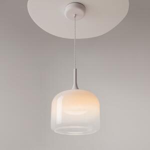 Maytoni Lampă suspendată LED Spirito, alb, sticlă/metal, Ø 26 cm, Alb, Camera de zi / sufragerie, Sticlă