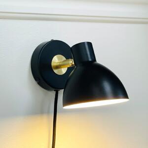 Dyberg Larsen Aplică de perete Lilje, negru, Ø 16 cm, metal, Negru, Camera de zi / sufragerie, Metal, Design