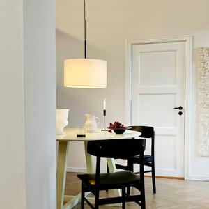 Dyberg Larsen Lampă suspendată Calix, înălțime 50 cm, alb natural, reglabil, Alb, Camera de zi / sufragerie, Țesătură / Textil, Design