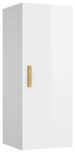 Dulap de perete, alb extralucios, 34,5x34x90 cm, lemn compozit