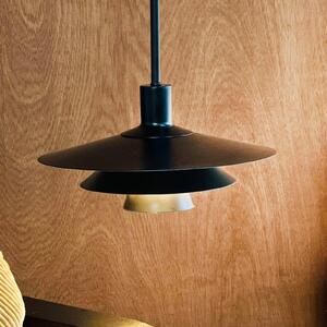 Dyberg Larsen Lampă suspendată Kay, Ø 30 cm, negru, metal, reglabil, Negru, Camera de zi / sufragerie, Metal, Design