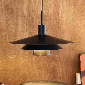 Dyberg Larsen Lampă suspendată Kay, Ø 50 cm, negru, metal, reglabil, Negru, Camera de zi / sufragerie, Metal, Design