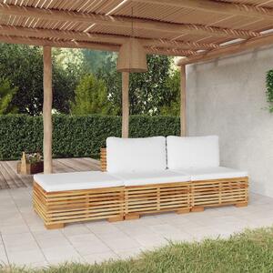 Set mobilier grădină cu perne, 3 piese, lemn masiv de tec