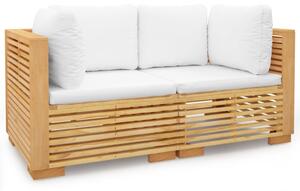 Canapele de colt de gradina cu pernuțe 2buc., lemn masiv de tec