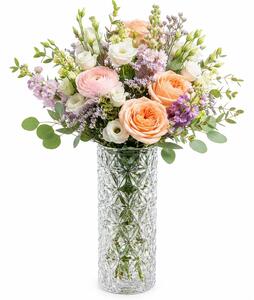 Vaza decorativa eleganta Pufo Glorious din sticla groasa pentru flori si aranjamente, 20 cm- design modern pentru living si decor interior