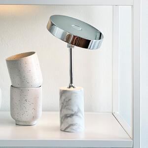 Dyberg Larsen Lampă de masă cu LED și baterie Starlight, crom/alb, reglabil, Metalic, Camera de zi / sufragerie, Metal, Design