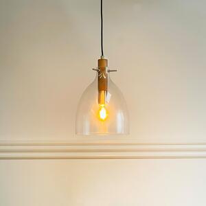 Dyberg Larsen Lampă suspendată Bistro, Ø 25 cm, transparentă, sticlă, reglabil, Transparent, Camera de zi / sufragerie, Sticlă, Design