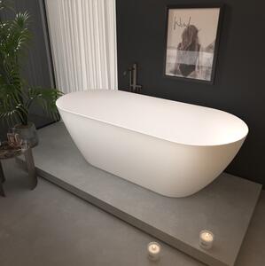 Erga Kaia, cada de sine stătătoare 160x75 cm + dop de scurgere, alb lucios, ERG-Kaia-160075-WH-WH
