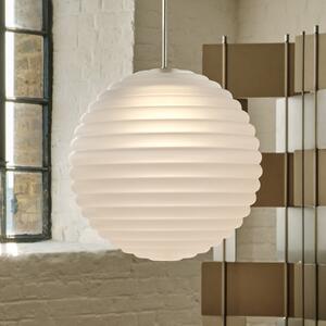 Tom Dixon Lampă suspendată LED Press Sphere, mată, Ø 30 cm, reglabil, Alb, Camera de zi / sufragerie, Sticlă, Design