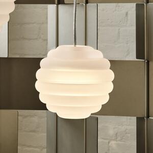Tom Dixon Lampă suspendată LED Press Sphere Mini mată Ø 15 cm, reglabil, Alb, Camera de zi / sufragerie, Sticlă, Design