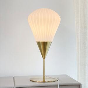 Dyberg Larsen Lampa de masă Ballon, alb/culoarea alamei, 46 cm, Metalic, Camera de zi / sufragerie, Metal, Design