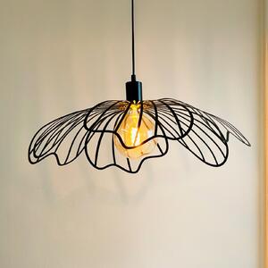 Dyberg Larsen Lampă suspendată BLUMEN, negru mat, Ø 60 cm, reglabil, Negru, Camera de zi / sufragerie, Metal, Design