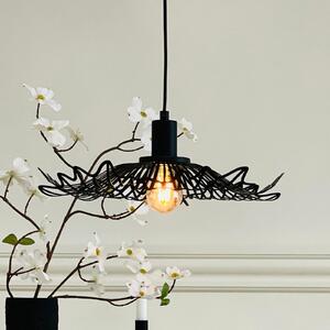Dyberg Larsen Lampă suspendată Flora, negru mat, Ø 40 cm, metal, reglabil, Negru, Camera de zi / sufragerie, Metal, Design