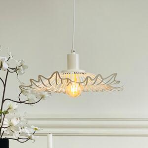Dyberg Larsen Lampă suspendată Flora, alb perlat, Ø 40 cm, metal, reglabil, Alb, Camera de zi / sufragerie, Metal, Design