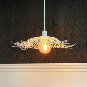 Dyberg Larsen Lampă suspendată Flora, alb perlat, Ø 60 cm, metal, reglabil, Alb, Camera de zi / sufragerie, Metal, Design