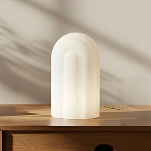 Lucande Lampa de masă LED Lunja, albă, sticlă, 30 cm, CCT, reglabil, Alb, Camera de zi / sufragerie, Sticlă, Modern