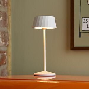 Sigor Lampa de masă cu LED și baterie reîncărcabilă Facetta, albă, 22 cm, metal, CCT, reglabil, Alb, Camera de zi / sufragerie, Aluminiu, Modern
