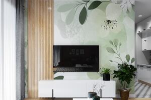 Fototapet Design floral alb și verde, Fototapet natură, Fototapet populare, w01451v2 - Tapeko.ro