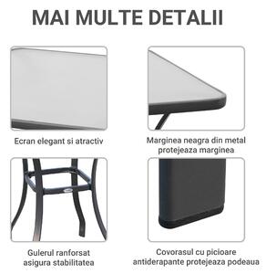 Outsunny Masă Pătrată pentru Grădină, Sticlă Termorezistentă, Design Modern, Negru, 68.5x68.5x84cm | Aosom Romania