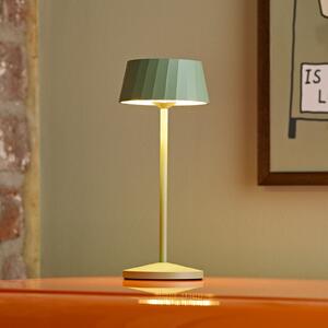 Sigor Lampa de masă cu LED și baterie reîncărcabilă Facetta, verde, înălțime 22 cm,, reglabil, Verde, Camera de zi / sufragerie, Aluminiu, Modern