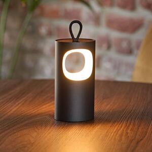 Sigor Lampa de masă cu LED și baterie Lunari, negru, 16 cm, metal, CCT IP44, reglabil, Negru, Camera de zi / sufragerie, Aluminiu, Modern