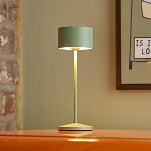Sigor Lampa de masă cu LED-uri și baterie Veluna, verde, înălțime 25 cm, IP44,, reglabil, Verde, Camera de zi / sufragerie, Aluminiu, Modern