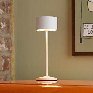 Sigor Lampă de masă cu LED și baterie Veluna, albă, înălțime 25 cm, IP44, dimabilă,, reglabil, Alb, Camera de zi / sufragerie, Aluminiu, Modern