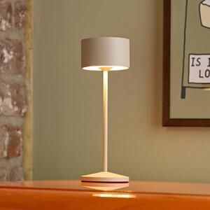 Sigor Lampa de masă cu LED-uri și baterie Veluna, bej, înălțime 25 cm, IP44, dimabil, reglabil, Bej, Camera de zi / sufragerie, Aluminiu, Modern