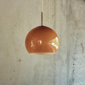 FRANDSEN Lampă suspendată Ball Glass, cappucino, Ø 25 cm, reglabil, Maro / Rugină, Camera de zi / sufragerie, Sticlă, Design