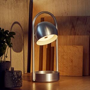 FRANDSEN Lampă de masă cu LED și baterie Ball Portable, aluminiu periat, reglabil, Metalic, Camera de zi / sufragerie, Metal, Design