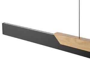Brilliant Lampă suspendată LED Arcus, negru/maro Lungime 121 cm Metal/lemn, reglabil, Negru, Camera de zi / sufragerie, Metal
