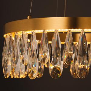 Brilliant Lampă suspendată LED Celestia, Ø 40 cm, culoare alamă, cristal, reglabil, Auriu / Alamă, Camera de zi / sufragerie, Metal