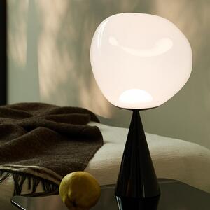 Tom Dixon Lampa de masă LED Melt Cone Fat, opal/negru, 47 cm, reglabil, Negru, Camera de zi / sufragerie, Metal, Design
