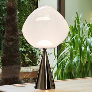Tom Dixon Lampă de masă LED Melt Cone Fat, opal/argintiu, 47 cm, reglabil, Metalic, Camera de zi / sufragerie, Plastic, Design