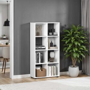 Biblioteca Adore Cubic, Alb - Stejar, 70x141x30 cm
