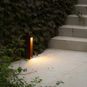 FARO BARCELONA Lampă cu soclu LED Cerler, maro, 35 cm, metal, IP65, CCT, Maro / Rugină, Aluminiu, Modern