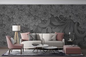 Fototapet Design floral gri și alb, Fototapet natură, Fototapet populare, w01051v1 - Tapeko.ro