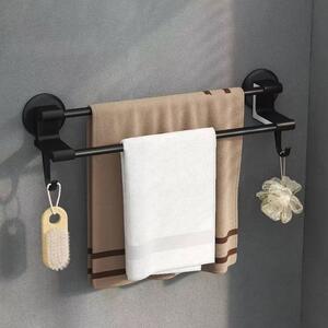 Suport dublu prosoape baie, 50 cm, Negru