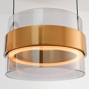 Brilliant Lampă suspendată LED Inside, culoare alamă/gri fum, Ø 22 cm, reglabil, Gri, Camera de zi / sufragerie, Sticlă