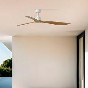 FARO BARCELONA Ventilator de tavan Outwood, maro, DC, silențios, Ø 150 cm, IP44, Lemn, Camera de zi / sufragerie, Plastic, Casă de țară / Rustic