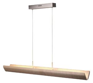 Brilliant Lampă suspendată LED Monterra, lungime 132 cm, maro, lemn, reglabil, Lemn, Camera de zi / sufragerie, Lemn