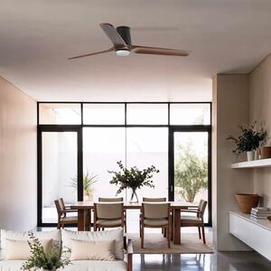 FARO BARCELONA Ventilator cu LED Heywood L, Ø 132 cm, negru/culoarea lemnului, curent, reglabil, Lemn, Camera de zi / sufragerie, Lemn, Modern